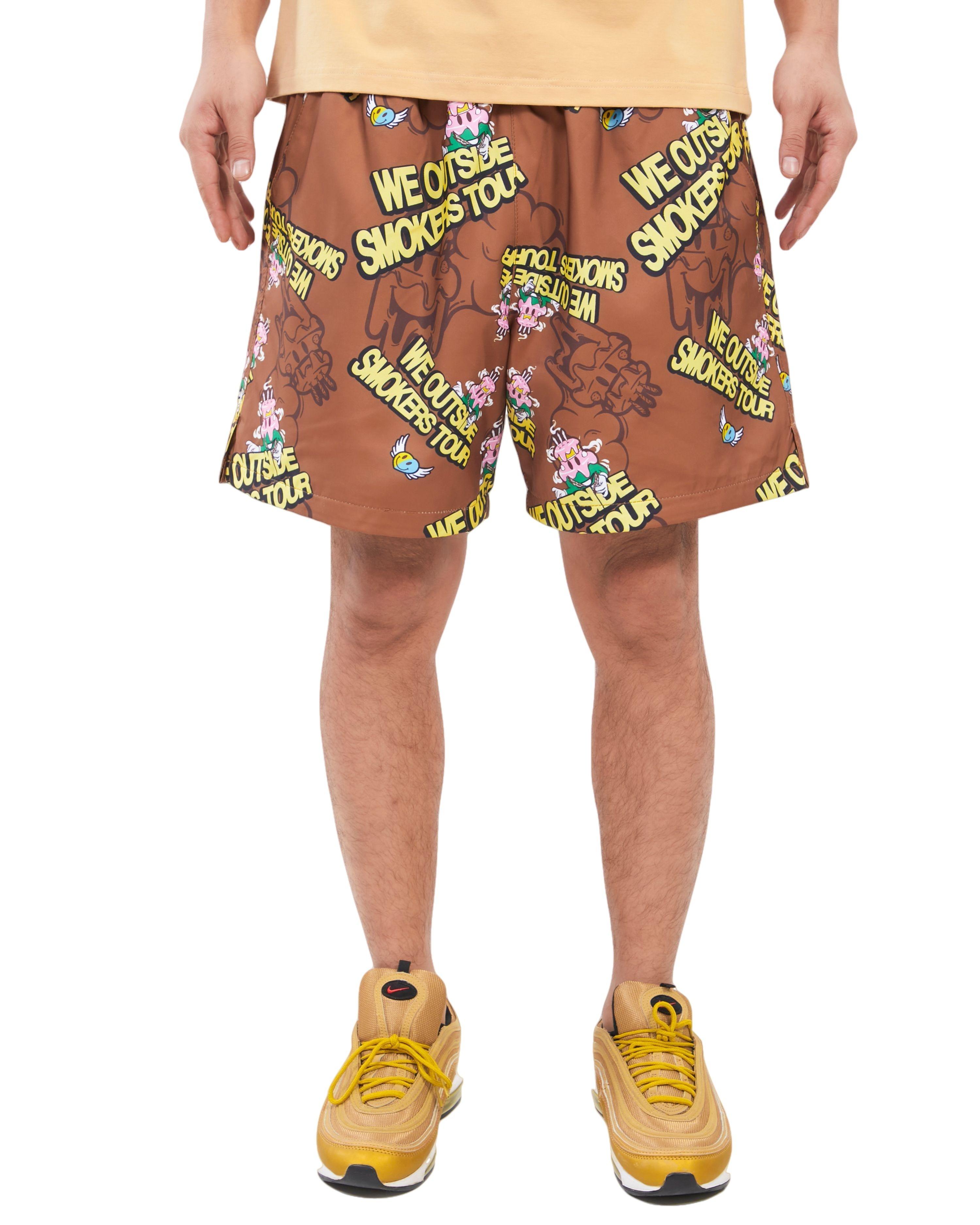 Wedding Cake Men's We Outside Nylon Printed Shorts - Brown